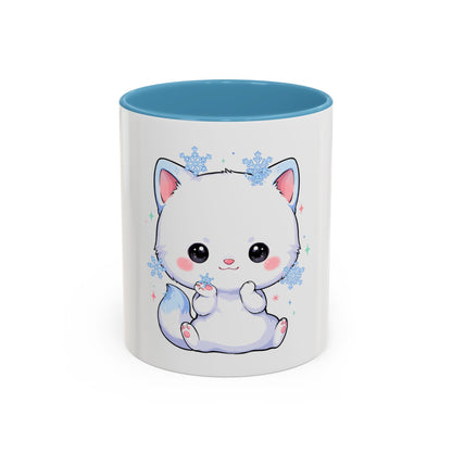 Kawaii Arctic Fox Accent Coffee Mug for Cozy Mornings
