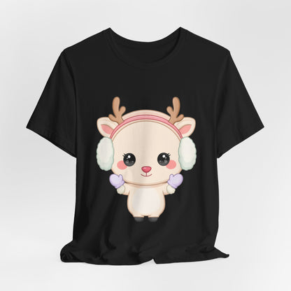 Kawaii Reindeer T-Shirt, Cute Winter Animal Tee