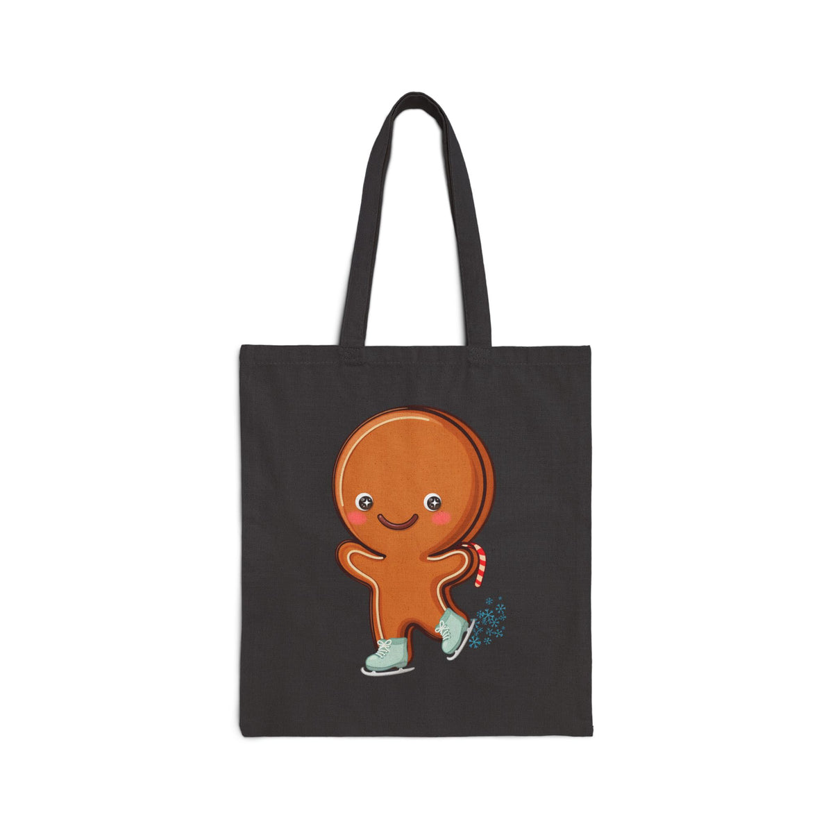 Gingerbread Man Tote Bag, Cute Ice Skating Christmas Gift