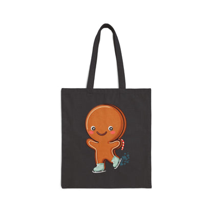 Gingerbread Man Tote Bag, Cute Ice Skating Christmas Gift