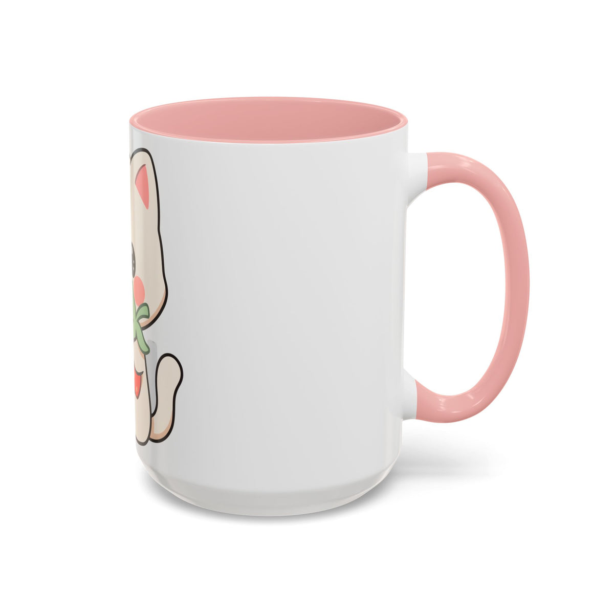Kawaii Cat Strawberry Accent Coffee Mug