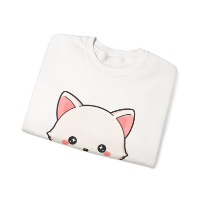 Kawaii Arctic Fox Sweatshirt, Cute Mistletoe Holiday Crewneck