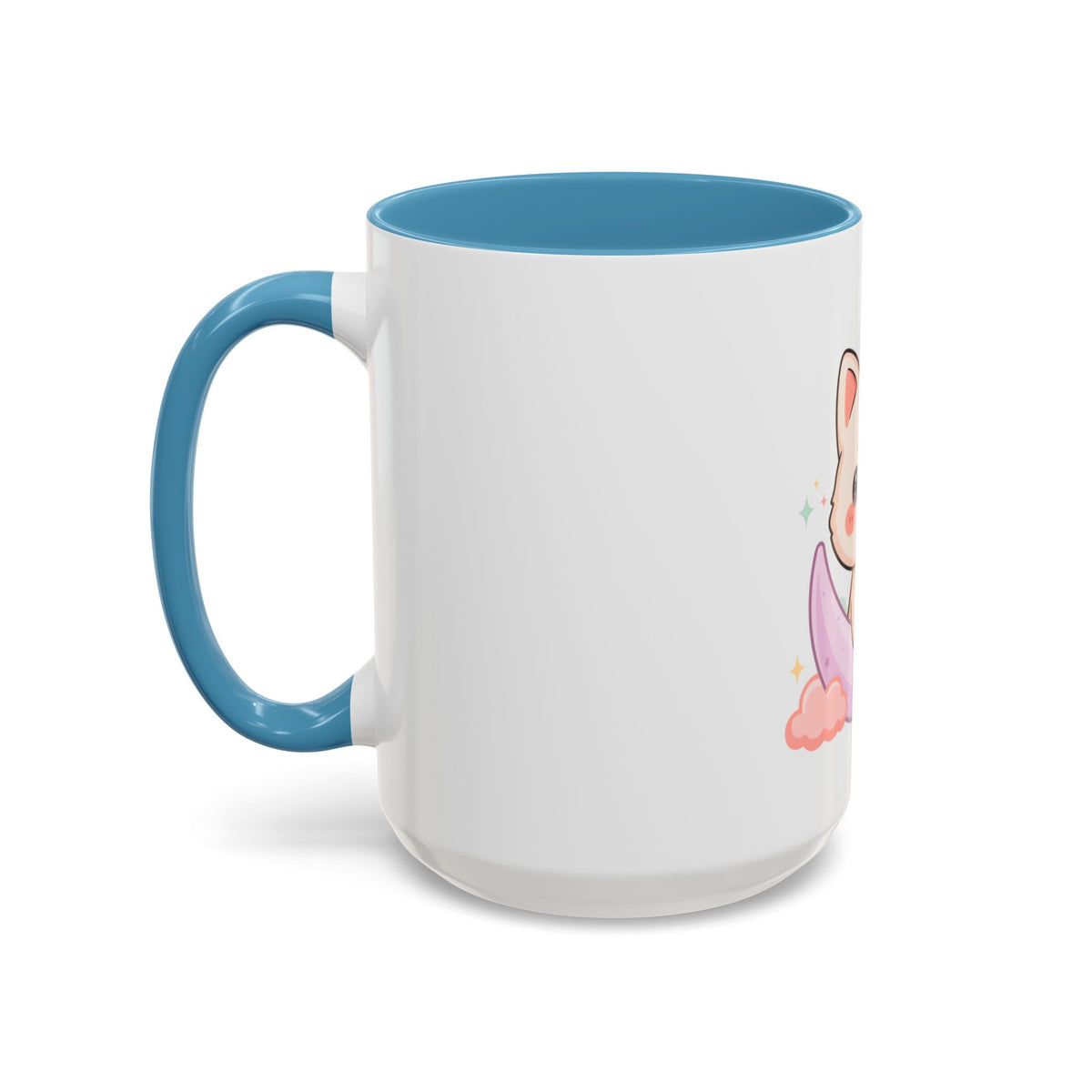 Kawaii Cat Moon Accent Coffee Mug, Cute Cat Lover Gift