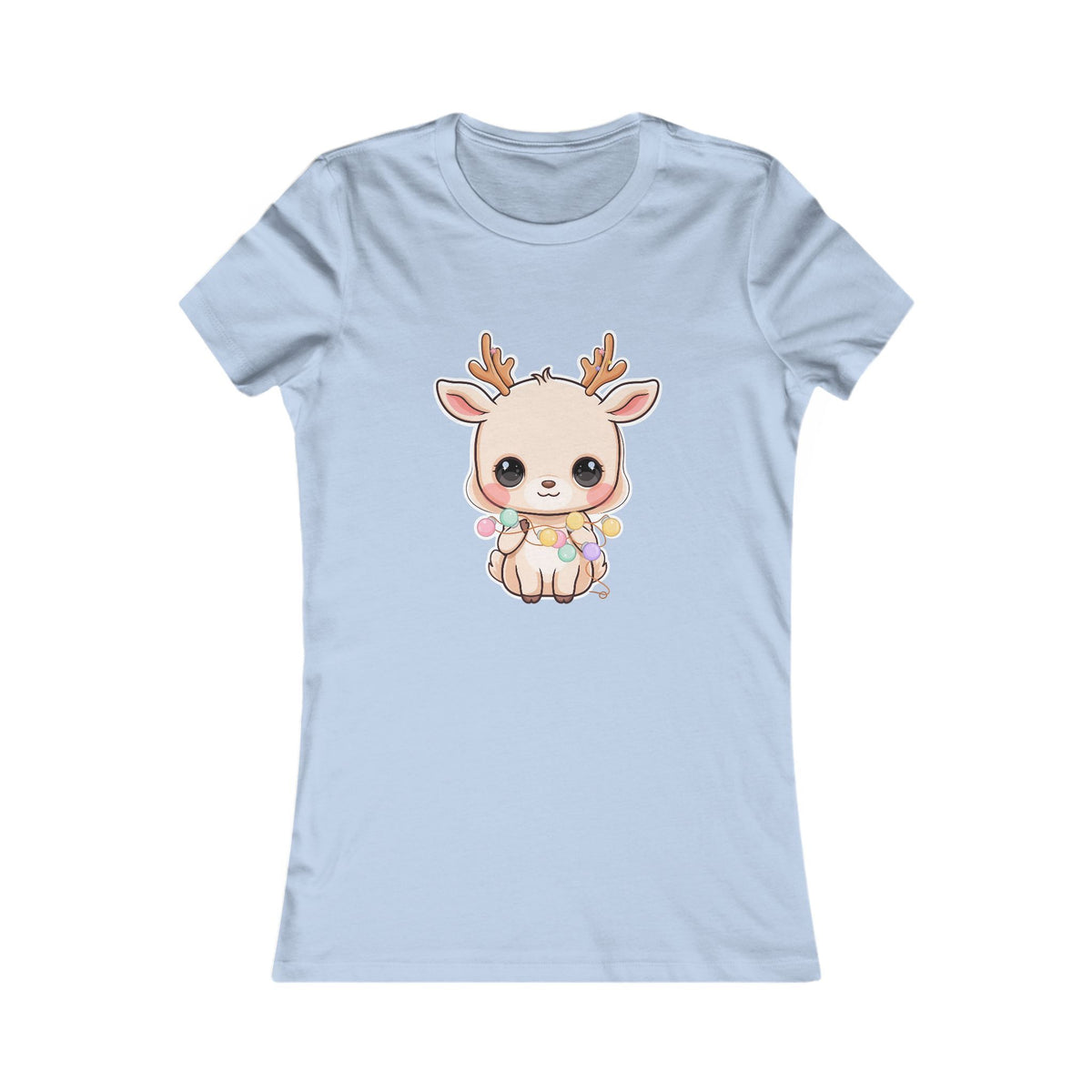 Kawaii Reindeer Christmas T-Shirt for Women