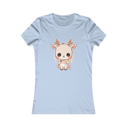 Kawaii Reindeer Christmas T-Shirt for Women