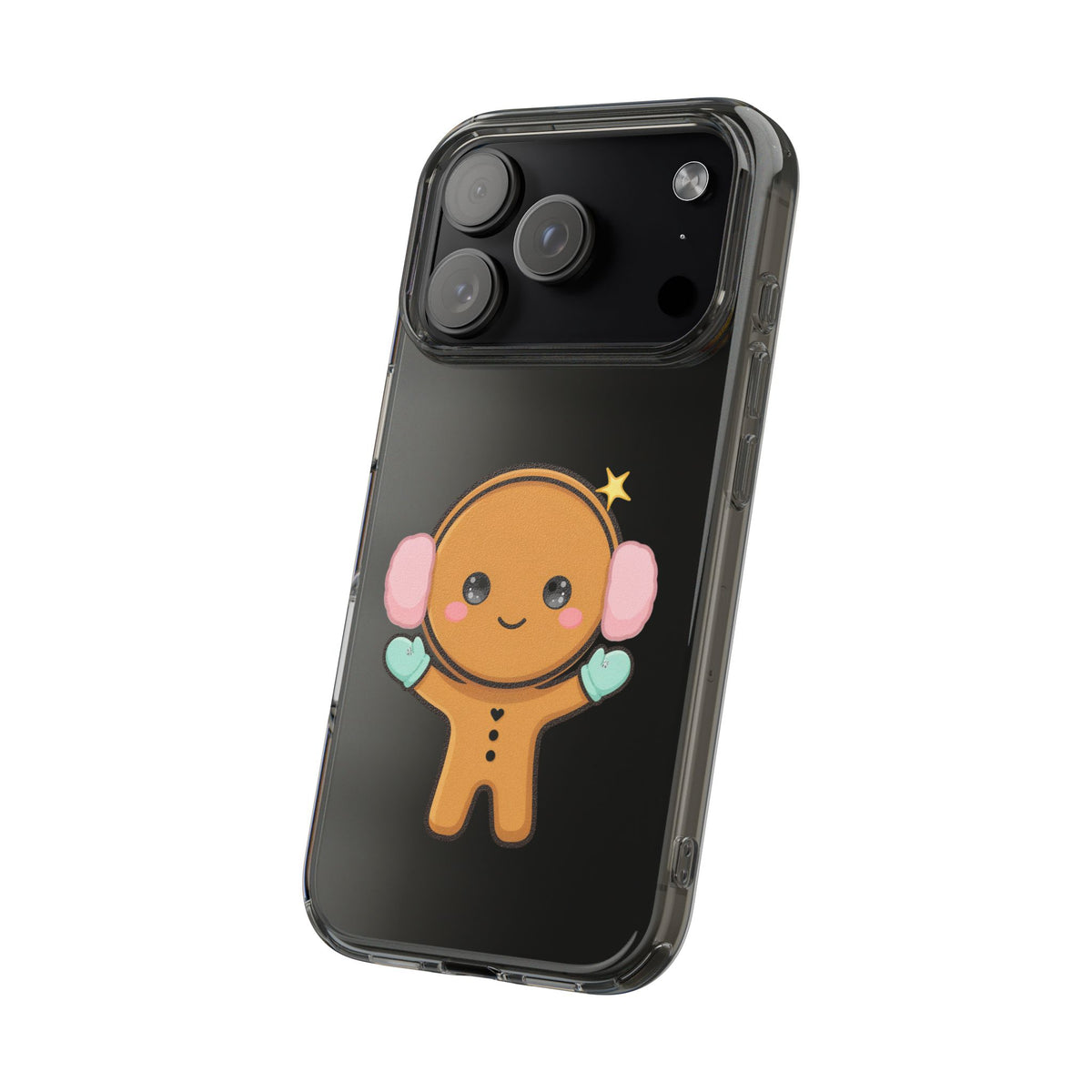 Kawaii Gingerbread Phone Case, Cute Winter Character