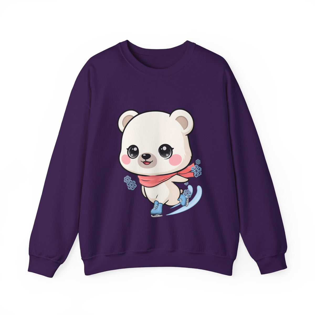 Cute Polar Bear Sweatshirt, Kawaii Ice Skating Cub