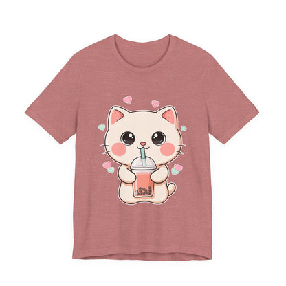Kawaii Bubble Tea Cat T-Shirt for Cat and Boba Lovers
