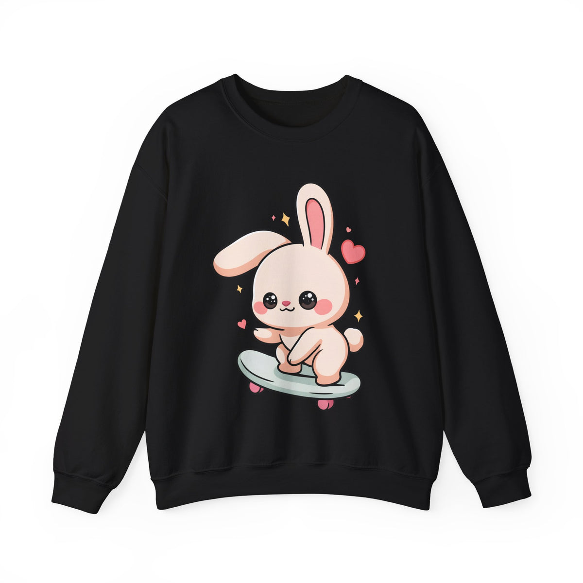 Kawaii Bunny Skateboard Sweatshirt, Cute Chibi Rabbit