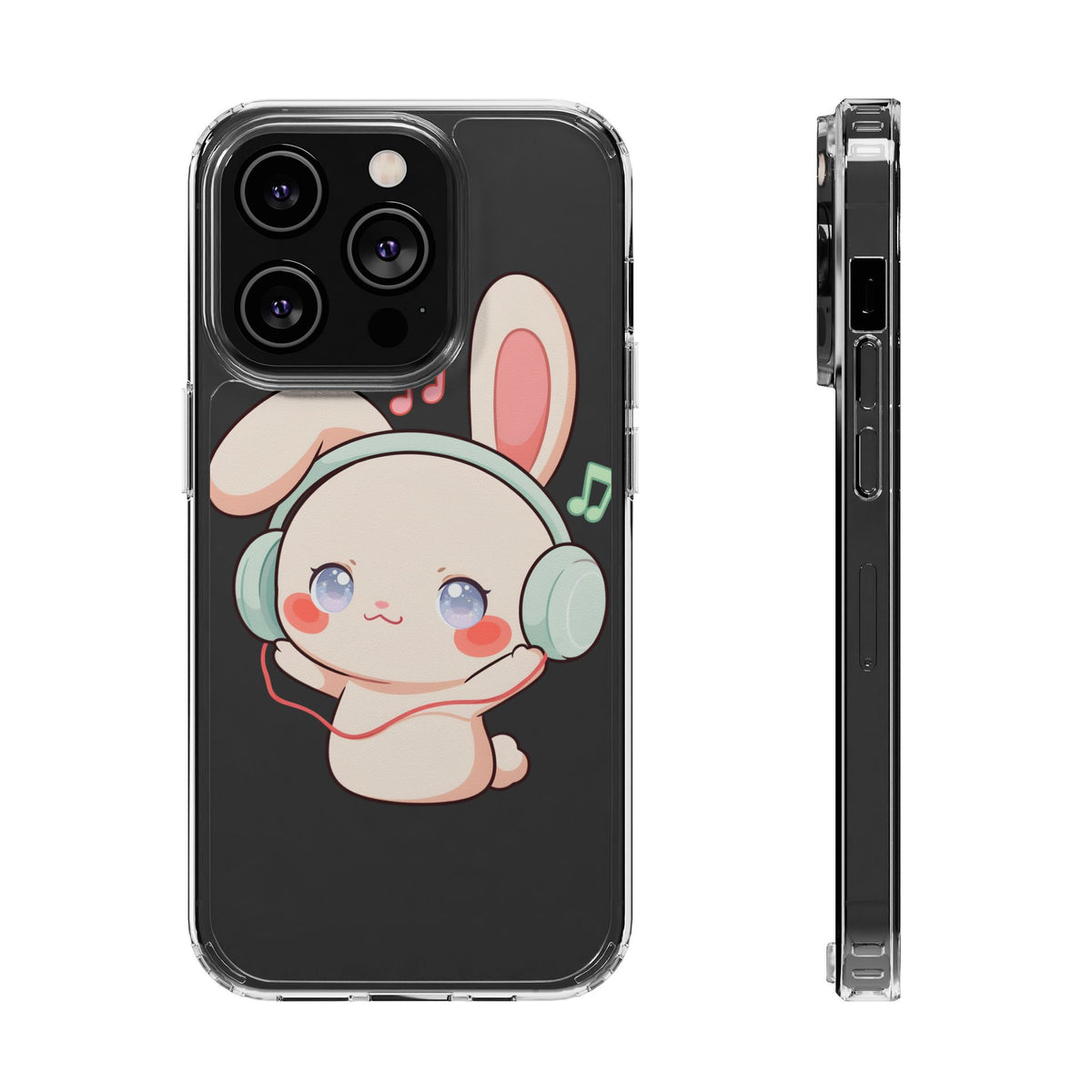 Kawaii Bunny Phone Case, Cute Music Lover Gift