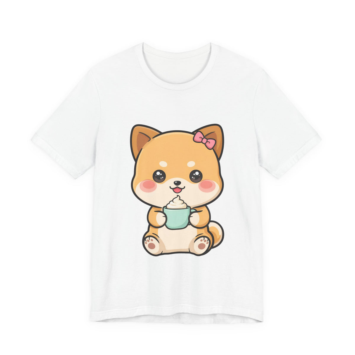 Kawaii Shiba Inu Coffee T-Shirt, Cute Latte Lover Tee
