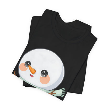Cute Snowman T-Shirt, Kawaii Ice Skating Holiday Gift