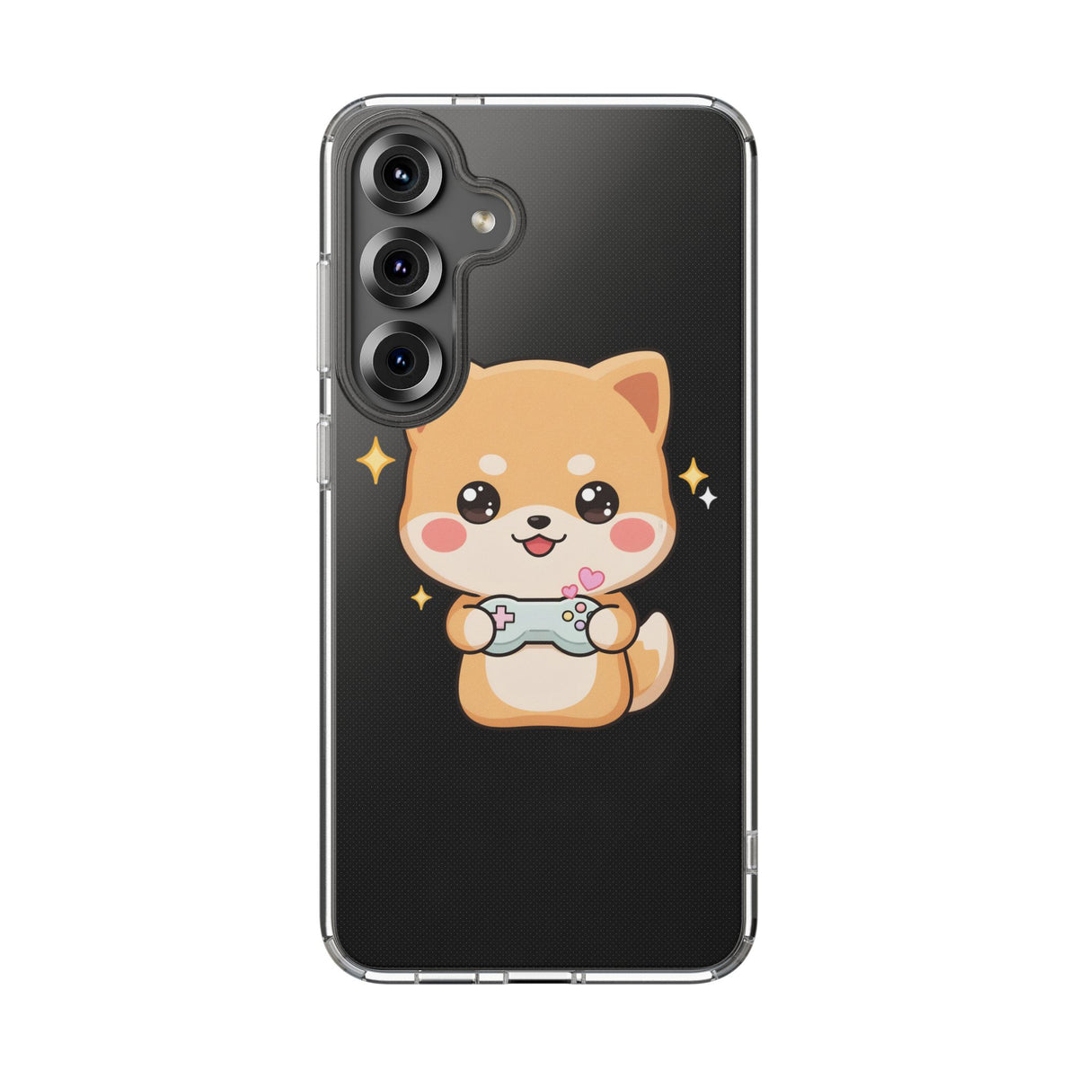 Kawaii Shiba Inu Gamer Phone Case, Clear Impact-Resistant