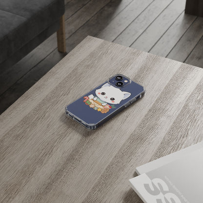 Christmas Fox Clear Phone Case, Kawaii Cookie Baker