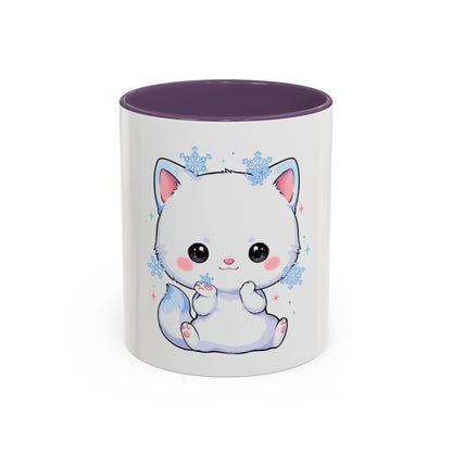 Kawaii Arctic Fox Accent Coffee Mug for Cozy Mornings