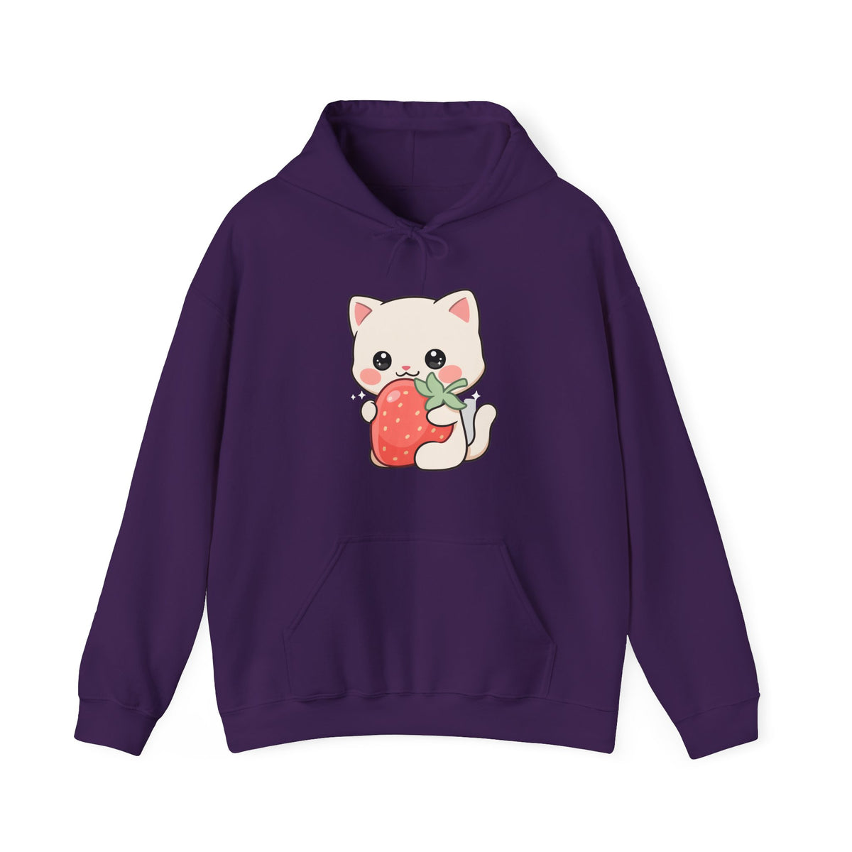 Kawaii Cat Strawberry Hoodie, Cute Chibi Cat Sweatshirt