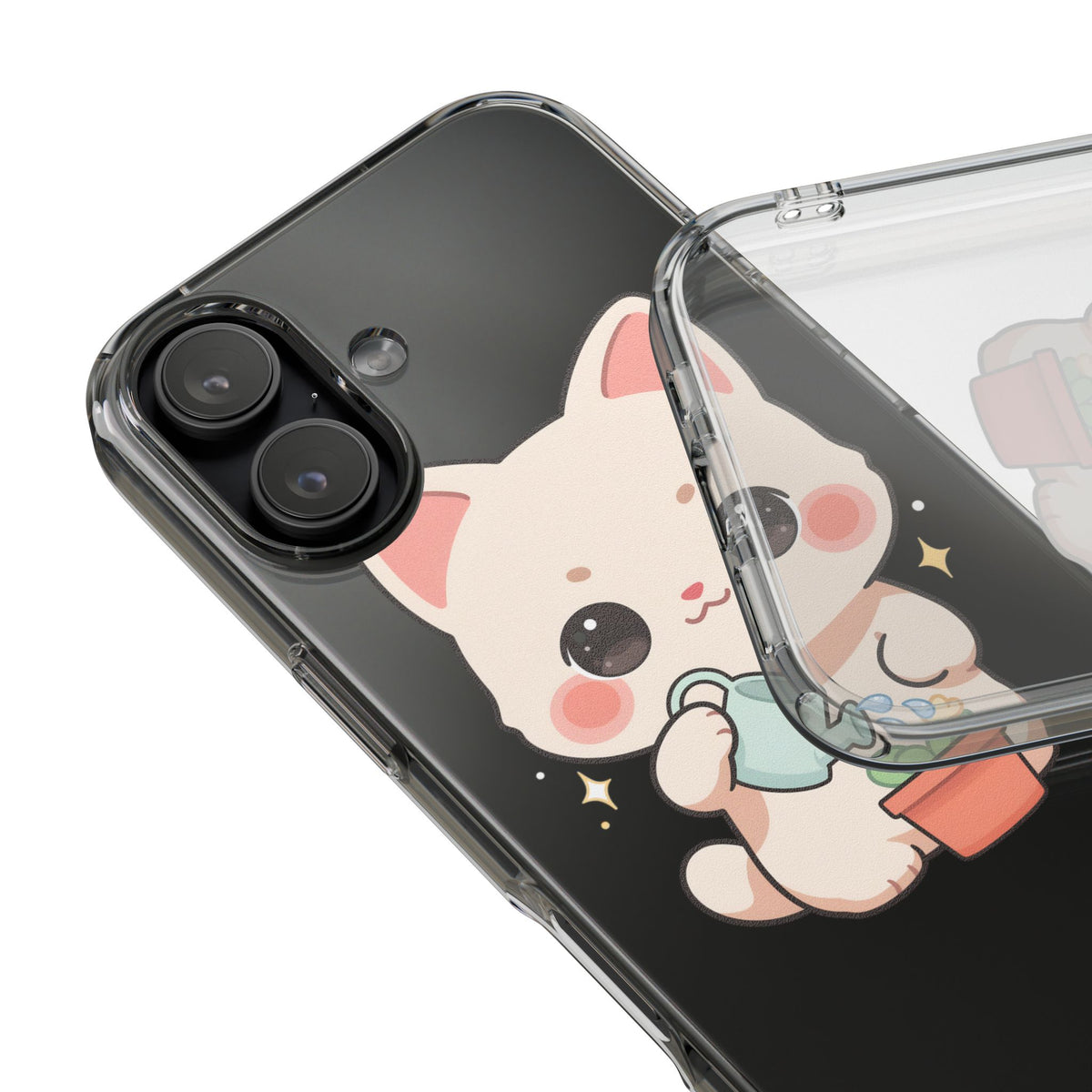 Kawaii Cat Phone Case, Cute Plant Lover Gift