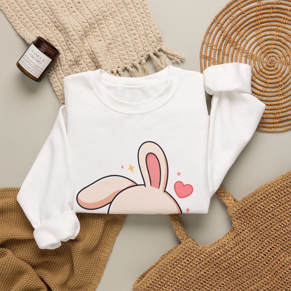 Kawaii Bunny Skateboard Sweatshirt, Cute Chibi Rabbit