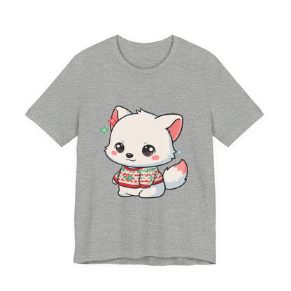 Kawaii Arctic Fox Christmas T-Shirt for Cute Holiday Fans