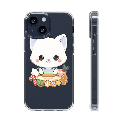 Christmas Fox Clear Phone Case, Kawaii Cookie Baker