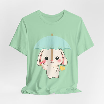 Kawaii Bunny T-Shirt, Cute Umbrella Rabbit Tee