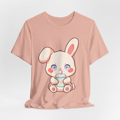 Kawaii Bunny Coffee T-Shirt: Cute Latte Lover Tee