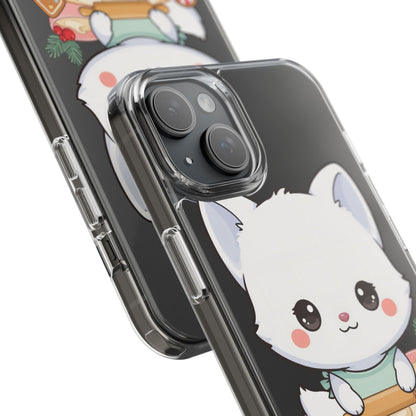 Christmas Fox Clear Phone Case, Kawaii Cookie Baker