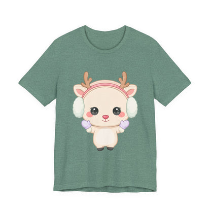 Kawaii Reindeer T-Shirt, Cute Winter Animal Tee