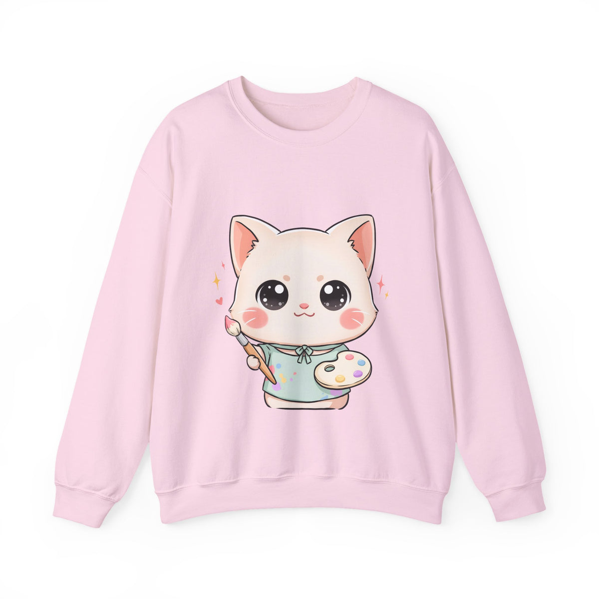 Kawaii Artist Cat Sweatshirt, Cute Creative Cat Lover Gift