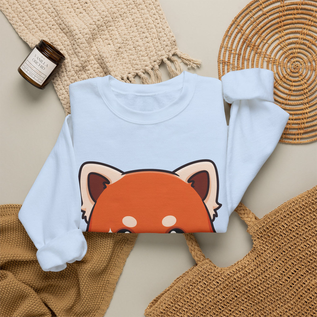 Red Panda Sushi Sweatshirt, Cute Kawaii Crewneck