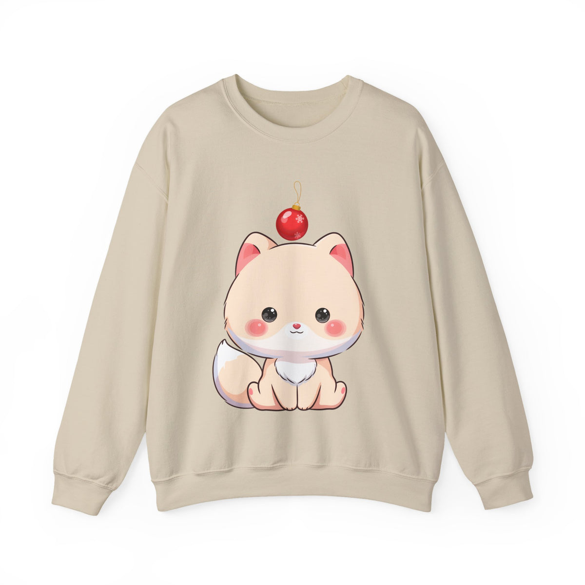 Kawaii Arctic Fox Christmas Sweatshirt, Cute Holiday Crewneck