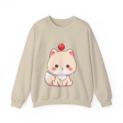 Kawaii Arctic Fox Christmas Sweatshirt, Cute Holiday Crewneck