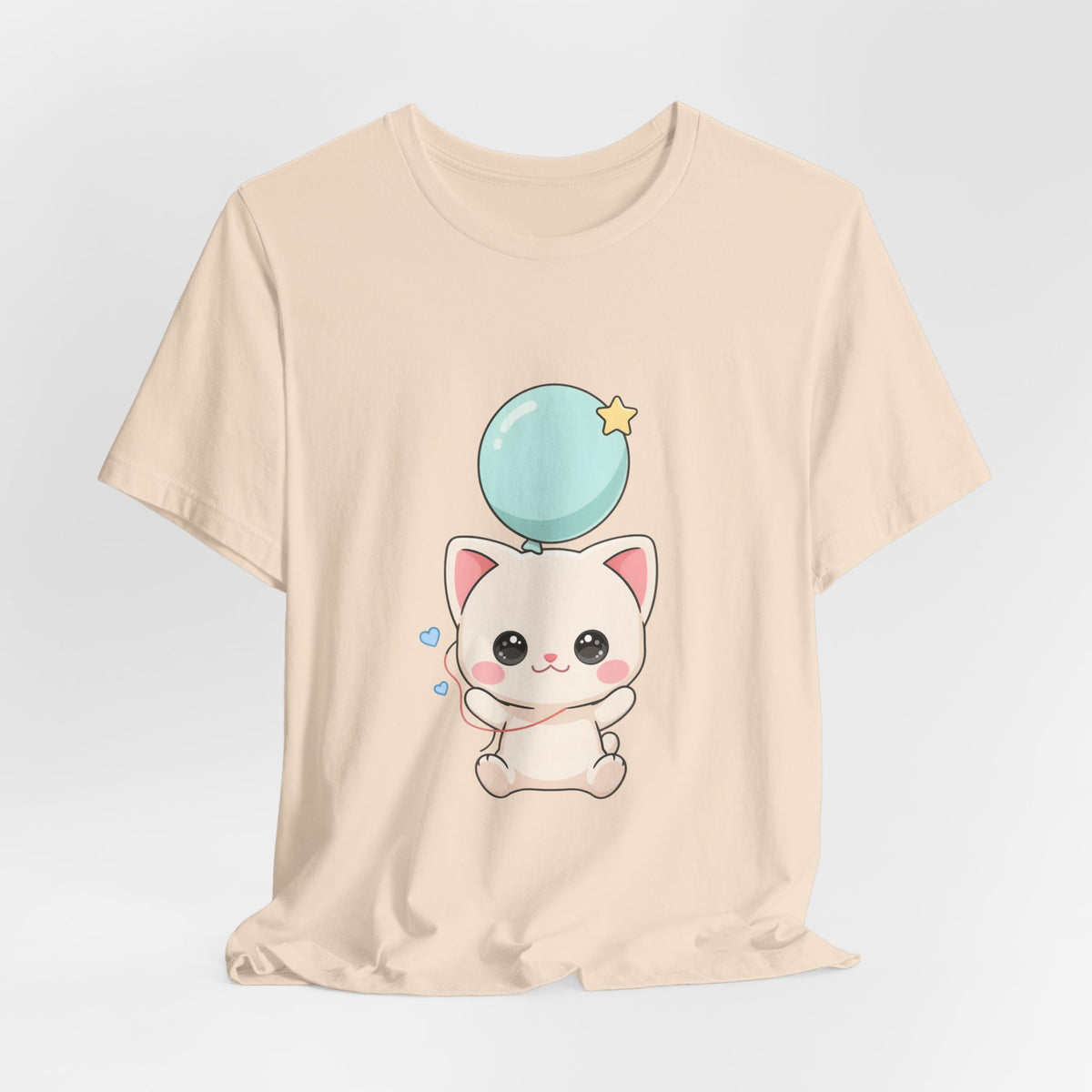 Kawaii Cat Balloon T-Shirt, Cute Chibi Kitty Tee