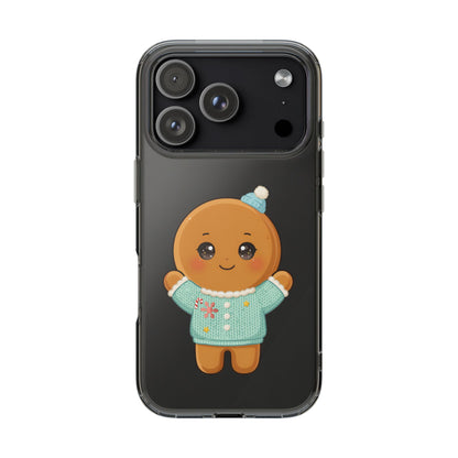 Kawaii Gingerbread Phone Case, Cute Christmas Sweater Cookie