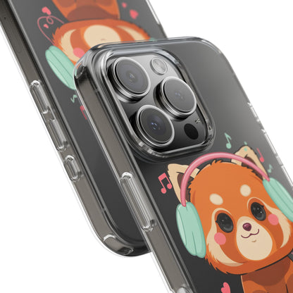 Red Panda Phone Case, Kawaii Music Lover Clear Case