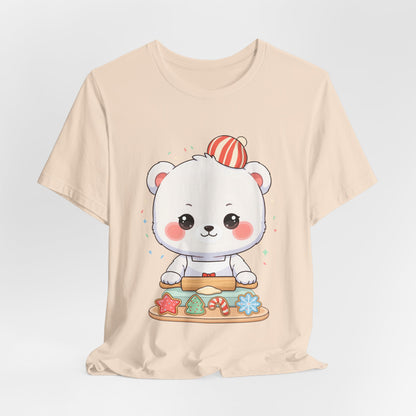 Christmas Cookie Baking Polar Bear Tee, Kawaii Holiday Shirt