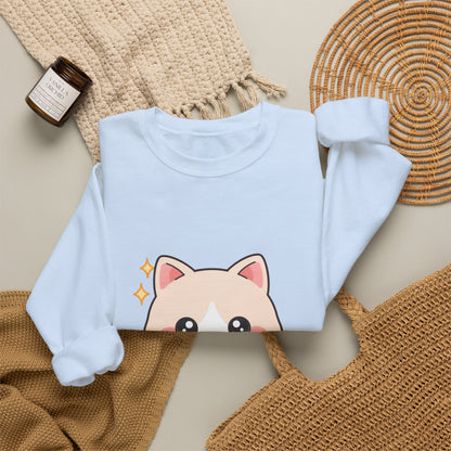Kawaii Cat Sweatshirt, Cute Cat in Teacup Crewneck