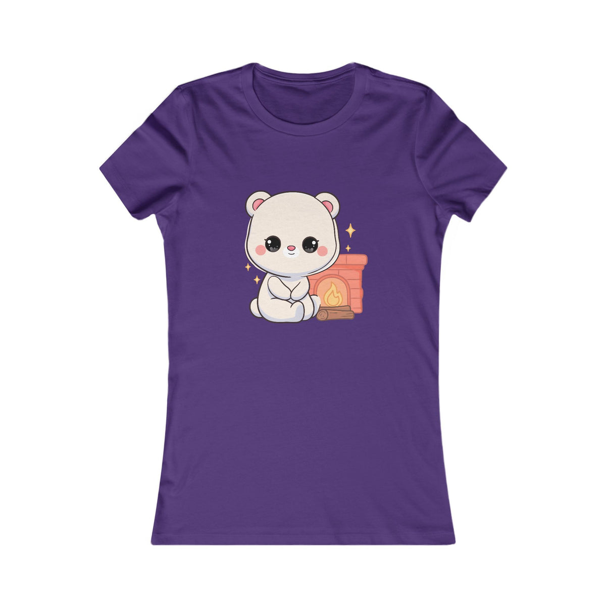 Kawaii Polar Bear Tee – Cozy Fireplace Cub