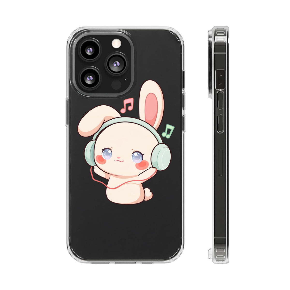 Kawaii Bunny Phone Case, Cute Music Lover Gift