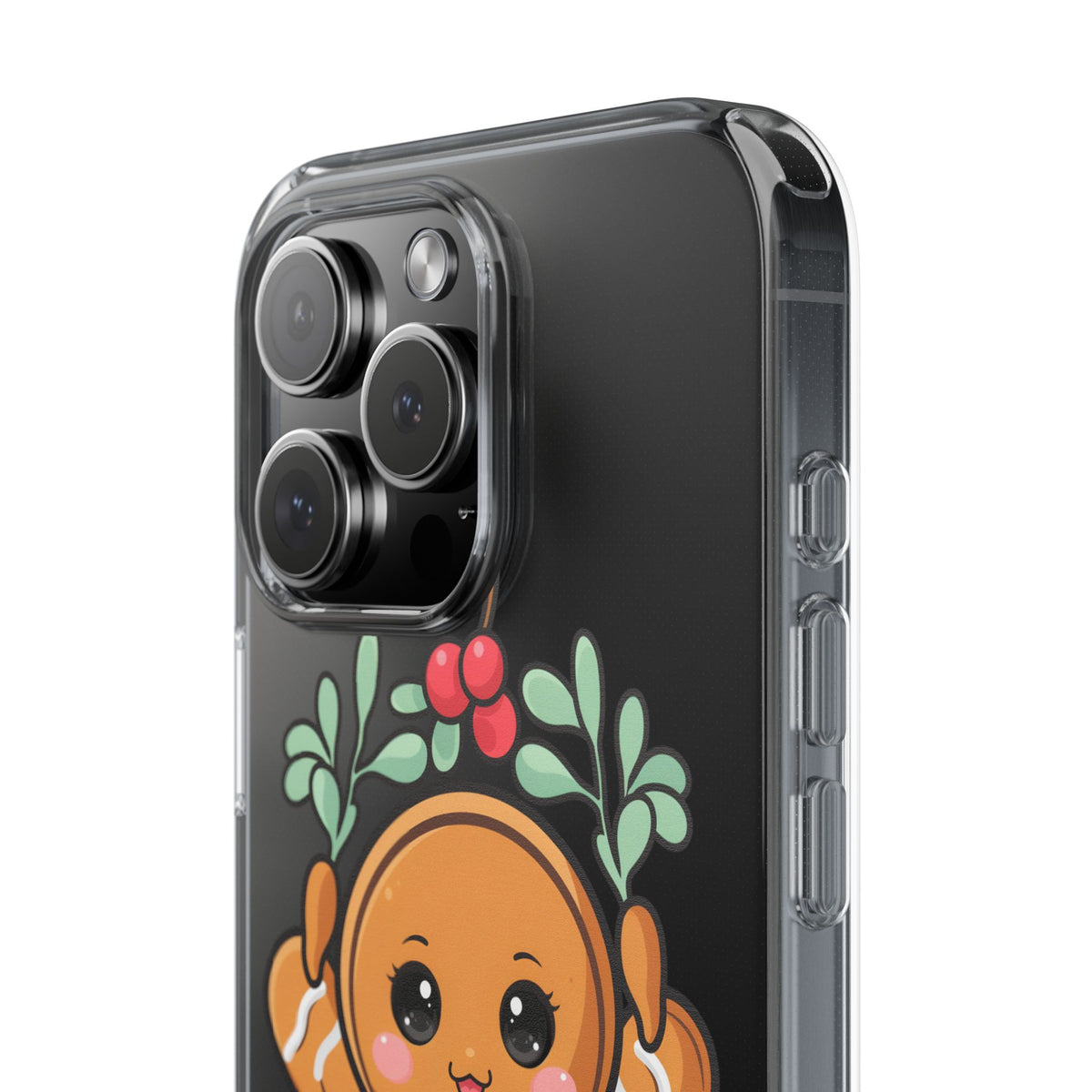 Kawaii Gingerbread Phone Case with Mistletoe Cheer