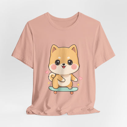 Kawaii Shiba Inu Skateboarder Tee for Dog Lovers