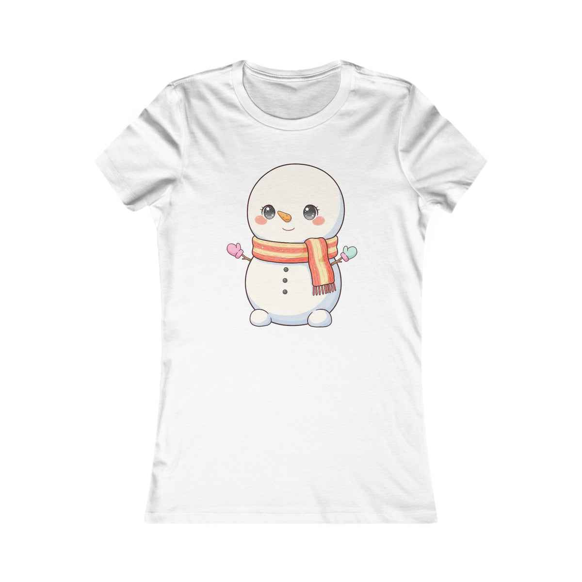 Kawaii Snowman Christmas Tee for Women