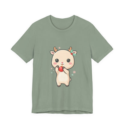 Kawaii Reindeer Christmas T-Shirt for Cute Holiday Style