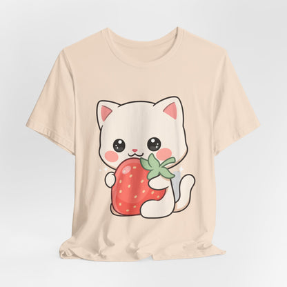 Kawaii Cat Strawberry T-Shirt, Cute Cat Lover Gift