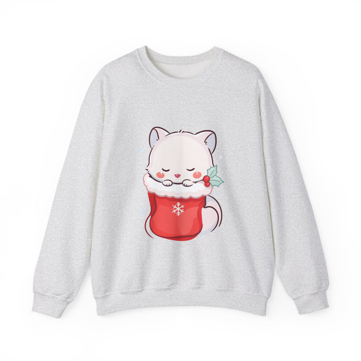 Christmas Fox Sweatshirt, Kawaii Stocking Arctic Fox Gift