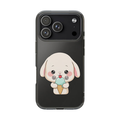 Kawaii Bunny Phone Case, Ice Cream Cutie Clear Case