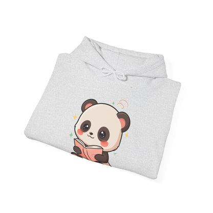 Kawaii Panda Reading Hoodie, Cozy Book Lover Sweatshirt