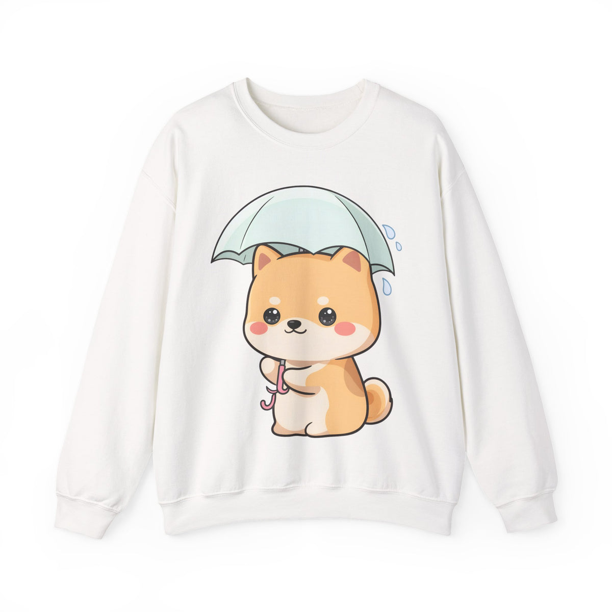 Kawaii Shiba Inu Sweatshirt, Cute Rainy Day Crewneck