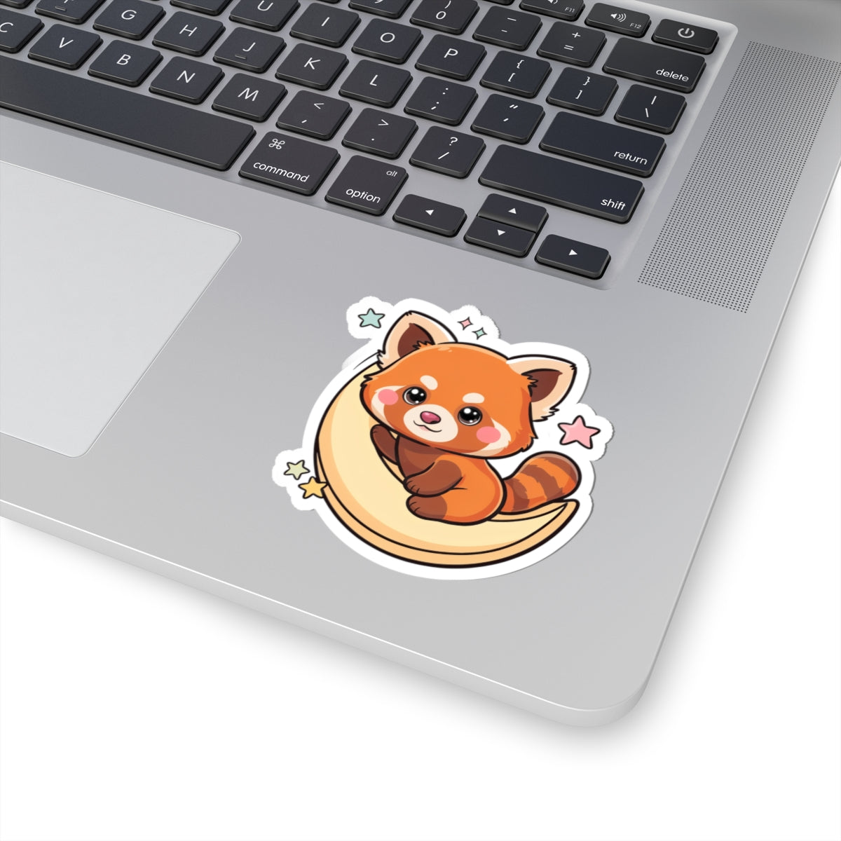 Red Panda Moon Sticker, Cute Kawaii Kiss-Cut Vinyl