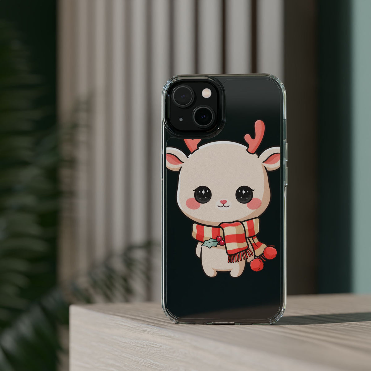Christmas Reindeer Phone Case, Cute Kawaii Holiday Gift